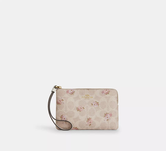 Wristlet In Signature Canvas With Floral Print