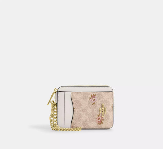 Zip Card Case In Signature Canvas With Floral Print