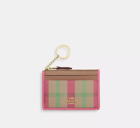 Mini Skinny Id Case With Plaid Print