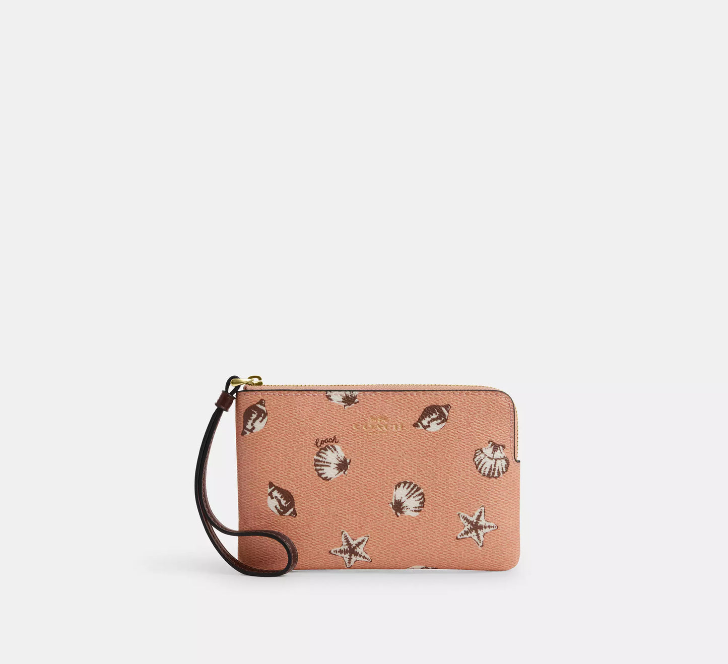 Corner Zip Wristlet With Shell Print