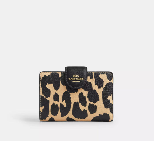 Medium Corner Zip Wallet With Leopard Print