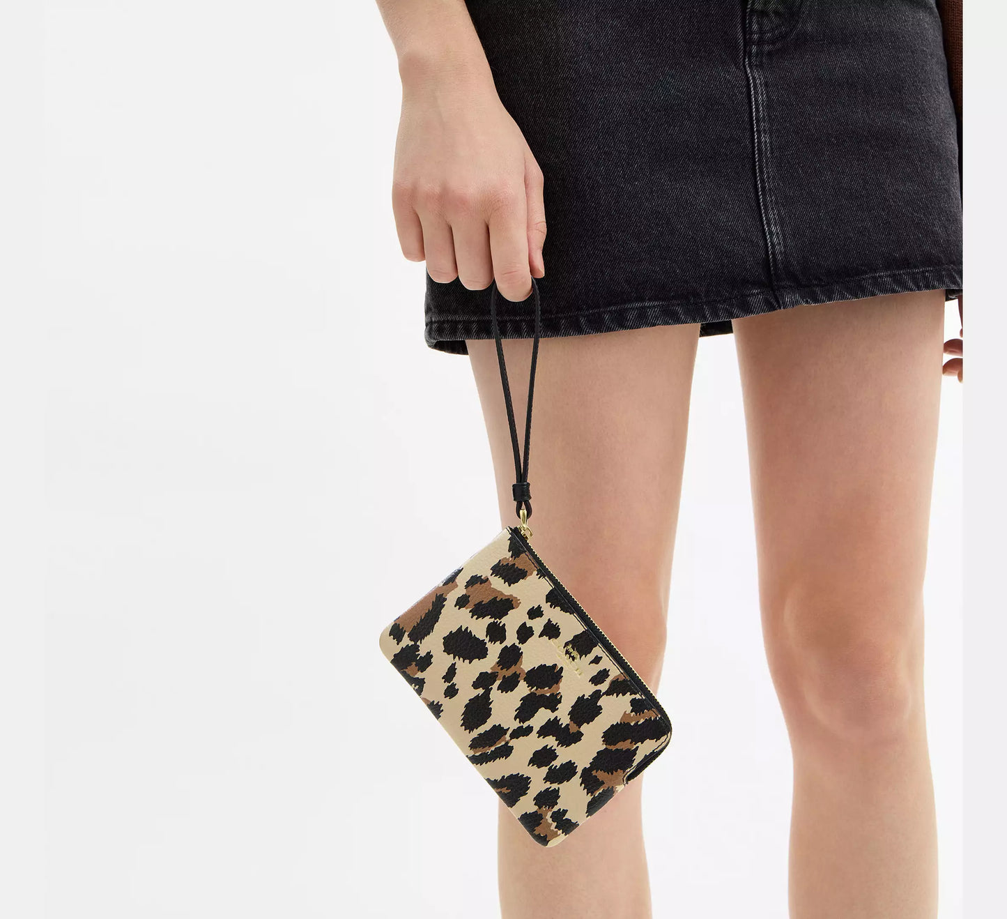 Corner Zip Wristlet With Leopard Print