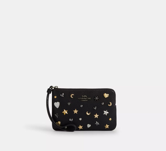 Corner Zip Wristlet With Rivets