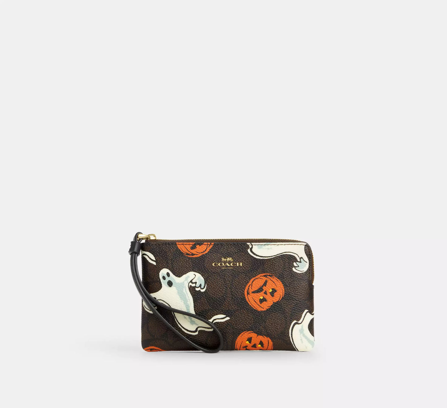 Wristlet In Signature Canvas With Halloween Print